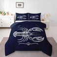 thumbnail image 1 of Erosebridal Ensemble de Literie Imprimé Homard Très Grand, Insert de Couette Animal Océan, Bleu Marine, Réversible 3 Pcs, 1 of 7
