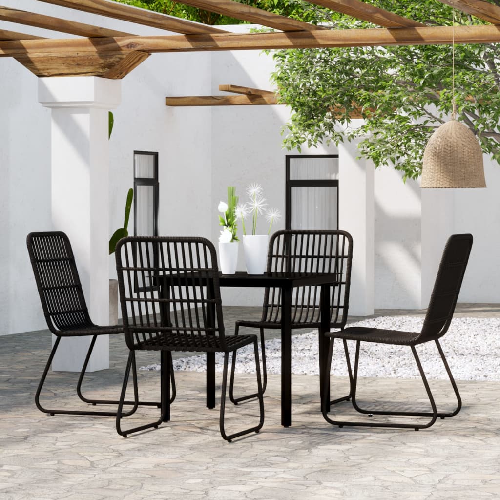 vidaXL Ensemble de Salle à Manger de Jardin 5 Pcs Noir