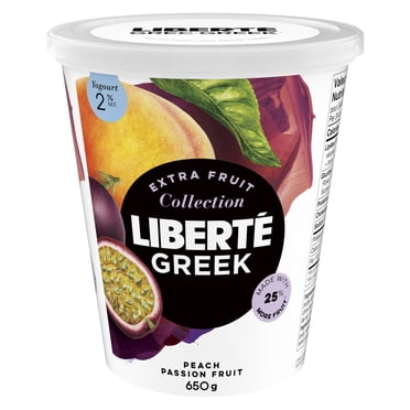 Liberté Grec Yogourt 2 % Pêche Fruit De La Passion, 650g
