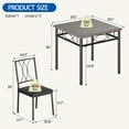 thumbnail image 2 of 3-Piece Dining Table Set for 2, Square Wooden Kitchen Table with Chairs, Compact Dining Set for Apartments, Studios, and Small Areas, 2 of 7
