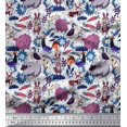 thumbnail image 1 of Soimoi Rayon Fabric Floral,Bird & Animal Cartoon Print Sewing Fabric Yard 56 Inch Wide, 1 of 3