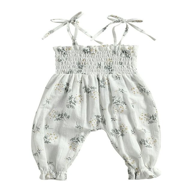 Combinaison en Coton Plissé Sans Manches pour Fille Enfant en Bas Âge