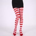 thumbnail image 1 of Women's Halloween Christmas Colorful Patchwork Striped Pantyhose, 1 of 4