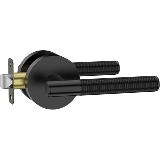 Poignées de Porte Mates Intérieures Moletées Intimité Poignées de Porte Levier de Porte Robuste pour Chambre Ou Salle de Bain Réversible Sans Clé pour Portes Gauche Droite AM