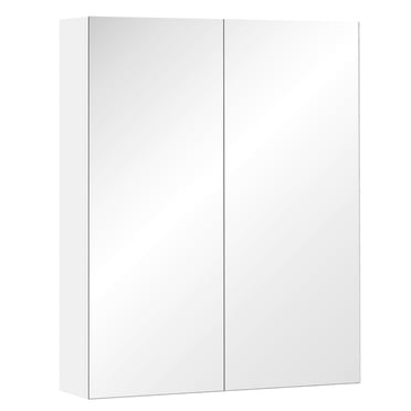 Cabinet de médecine mural HOMCOM avec miroir et étagère réglable, blanc