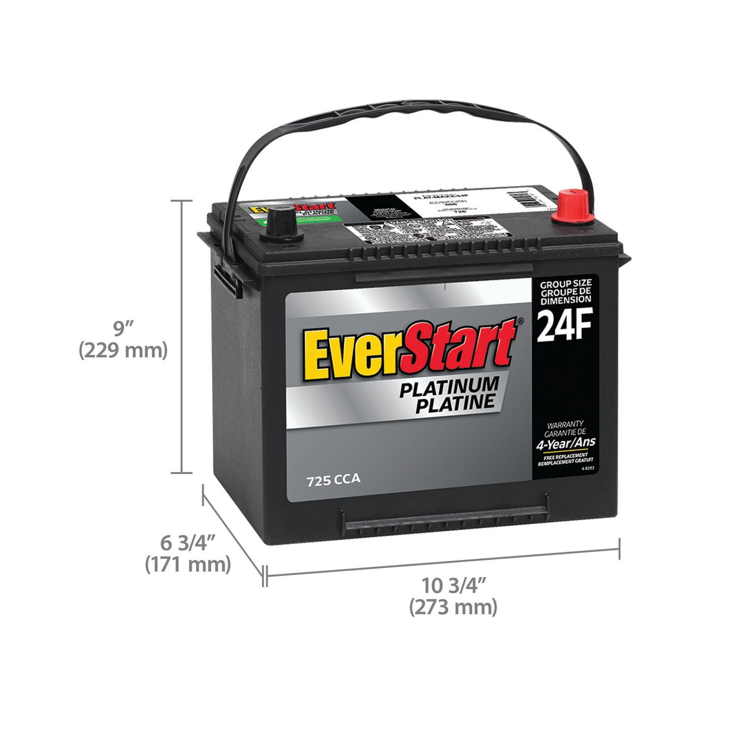 EverStart Auto Plat-Maxx-24F – 12 Volts, Batterie automobile, groupe 24F, 725 ADF
