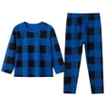 thumbnail image 1 of PMVFHDE Pyjamas pour Enfants Garçons Ensembles de Pyjamas Printemps et Automne pour Garçons et Filles Bas d'Hiver Pyjamas Chauds Ensemble Bleu,150/9t, 1 of 6