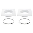 thumbnail image 1 of Unique Bargains Bride de Raccord de Conduit 6 Pieds 2 Pcs Plaque Murale d'Évent de Sécheuse Carrée à Ronde avec Pince pour Refroidissement d'Air Ventilation Blanc, 1 of 5