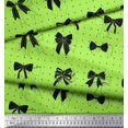 thumbnail image 2 of Soimoi Green polyester Crepe Fabric Bow & Dots Decor Fabric Printed Yard 52 Inch Wide, 2 of 5
