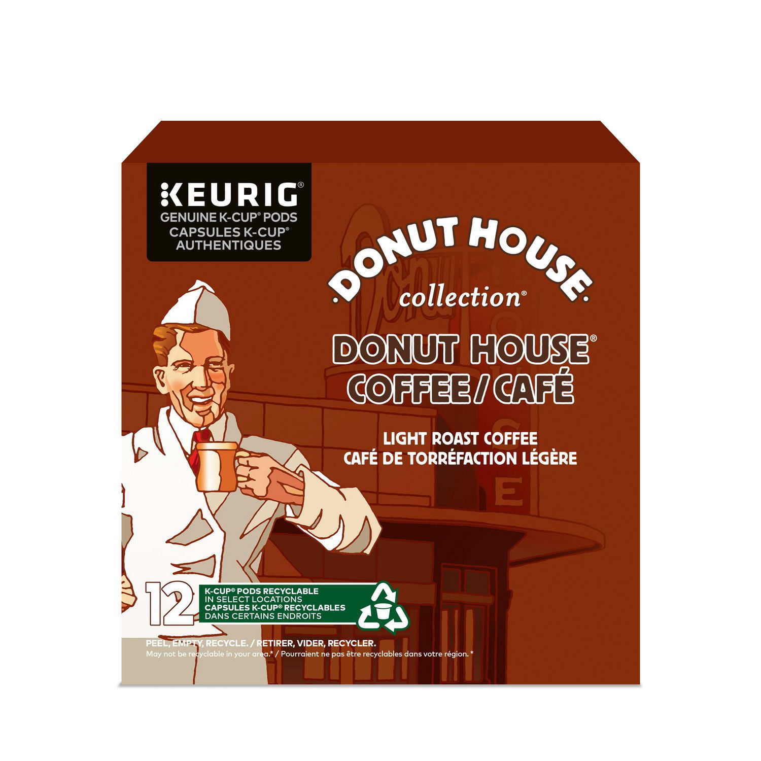 Donut House Collection Light Roast K-Cup Pods, For Keurig Coffee Makers Box of 12 Kcups