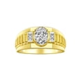 thumbnail image 1 of RYLOS Men's Rings 14K Yellow Gold Ring Classic Designer Style 8X6MM Oval Gemstone & Diamond Ring White Topaz Birthstone Rings For Men Size 12, 1 of 7