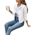 thumbnail image 2 of WIFORNT Womenacute;s Solid Color Denim Jacket, Casual Long Sleeve Button Down Chest Pocket Jean Jacket, 2 of 7