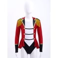 thumbnail image 3 of Yeahdor Combinaison Short à Manches Longues pour Filles Enfants, Tenue de Maître de Piste de Cirque, Justaucorps de Danse à Franges avec Nœud Papillon, Rouge, 4, 3 of 7