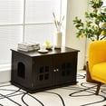 thumbnail image 2 of Gymax Large Wooden Cat Litter Box Enclosure Hidden Cat Washroom w/ Divider Coffee, 2 of 10