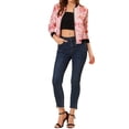 thumbnail image 2 of INSPIRE CHIC Women's Bomber Jacket Slim Fit Lightweight Zip Up Jacket Pink M, 2 of 6