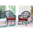 thumbnail image 2 of Jeco Chaise en Osier Couleur Espresso avec Coussin Rouge (Ensemble de 2), 2 of 2