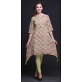 thumbnail image 2 of Bimba Hauts Beige à Imprimé Floral Renoncules et Roses pour Femmes Kurti Asymétrique Robe d'Été pour Filles Petit, 2 of 6