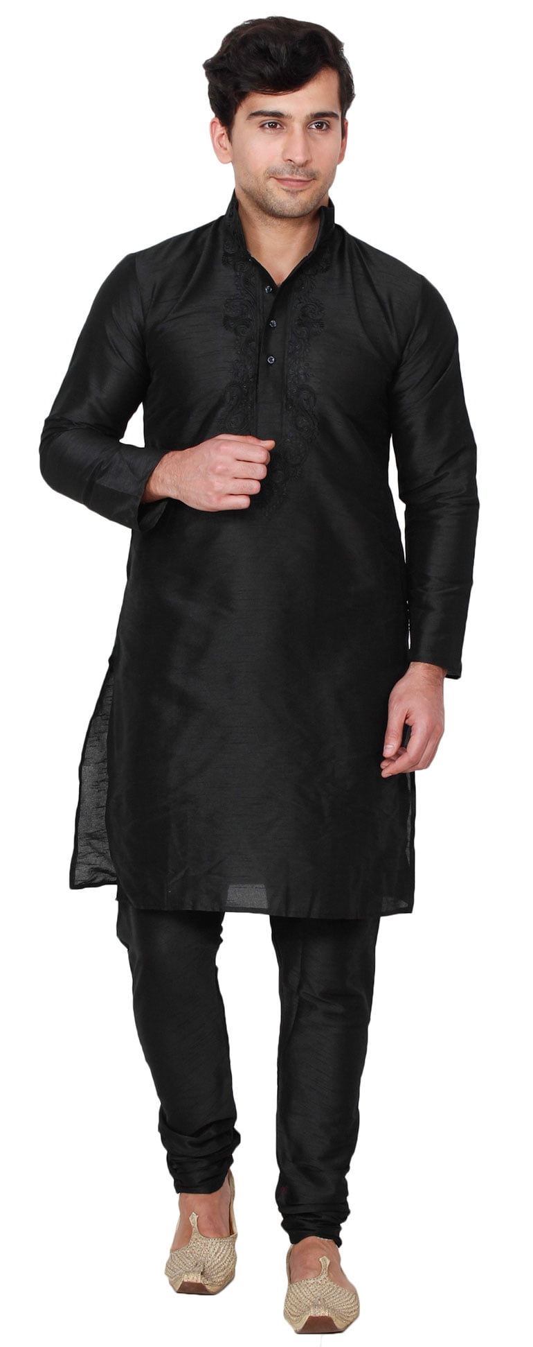 Maple Clothing Kurta Pajama Vêtements Indiens Robe de Mariage pour Hommes (Noir, 3TG)