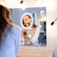 thumbnail image 4 of 10X Smart Makeup Magnifying Mirror LED Supplementary Light Mirror Suction Cup Wall-Mounted for Vanity Bathroom Travel,1 x LED Magnifying Mirror,White, 4 of 8