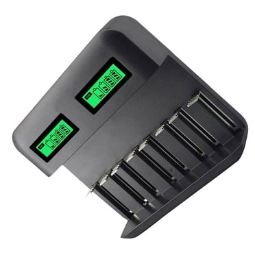 Chargeur de Pile à 8 Fentes Alimenté par USB Chargeur AA/AAA/C/D Chargeur de Pile Chargeur de Pile Rechargeable à 8 Fentes avec Écran LCD
