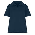 thumbnail image 4 of Timegard Hauts pour Femmes Grande Taille Col à Revers Col en V Manches Courtes T-Shirts Basiques Confortables Hauts Décontractés Amples, 4 of 8
