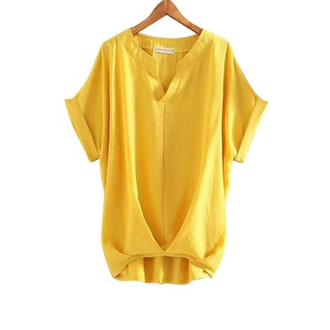 AMERTEER Women Pure Color Temperament V-Neck Loose And Thin Cotton And Linen Shirt Top T-shirt for women