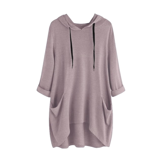 Timegard Hoodies for Women Plus Size Long Sleeve Drawstring Fall Casual Loose Comfy Blouse with Pockets