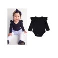 thumbnail image 1 of Newborn Baby Girl Boy Ruffled Long Sleeve Romper Solid Color Casual Bodysuit Spring Fall Clothes, 1 of 6