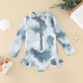 thumbnail image 2 of MIASHUI Girls' One Piece Zipper Swimsuit Tie Dye Prints Long Sleeve Ruffles Swimwear,Grey,18-24 Months, 2 of 4