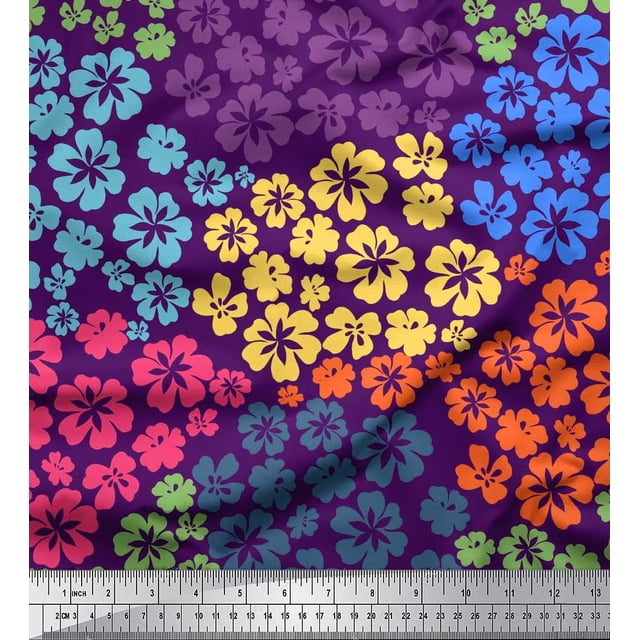 Soimoi Poly Georgette Fabric Artistic Flower Decor Fabric Printed Yard 42 Inch Wide