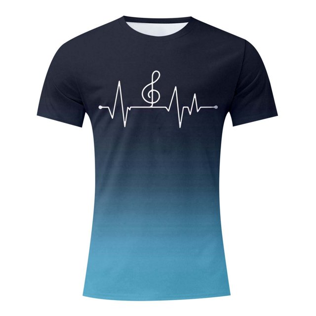 LUOGENLI T-shirts pour Homme pour Hommes T-Shirt à Imprimé Numérique Col Rond Manches Courtes T-Shirt 4xlt T-shirts pour Hommes T-shirts Graphiques Vêtements d'Été T-shirts Vintage pour Homme T-Shirt Graphique Vêtements d'Été Bleu Pâle TTG
