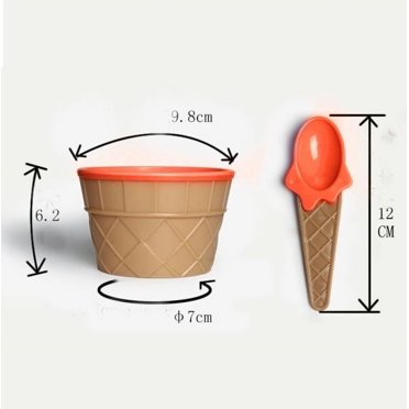 Bol de Crème Glacée Mignon Cuillère Tasse de Crème Glacée Bol en Plastique pour Enfants Orange, 1 Pce Bols à Crème Glacée pour Enfants Tasse de Crème Glacée Bol pour Couples Dessert Ou, 1 Pce Bol de Crème Glacée + Cuillère