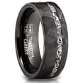 thumbnail image 1 of Men's Tungsten Carbide Ring Hammered Meteorite Wedding Band 8MM Black, 1 of 4