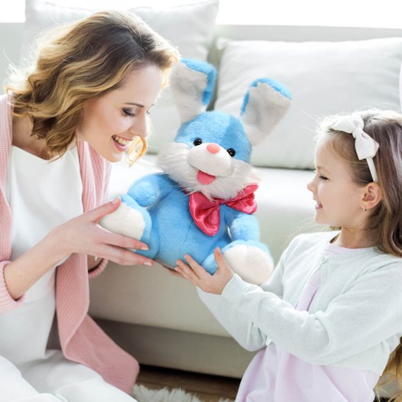 EGNMCR Pet Plush Toys Music Easter Bunny Rabbit Stuffed Waving Singing Interactive Electric Plush Toy Soft with Floppy Ears for Girls Boys Kids Birthday Gifts baby doll