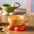 thumbnail image 4 of MesaSe Ceramic Love Cup With Saucer Set Unique Coffee Mug For Latte Tea Milk Gift For Couple, 4 of 11