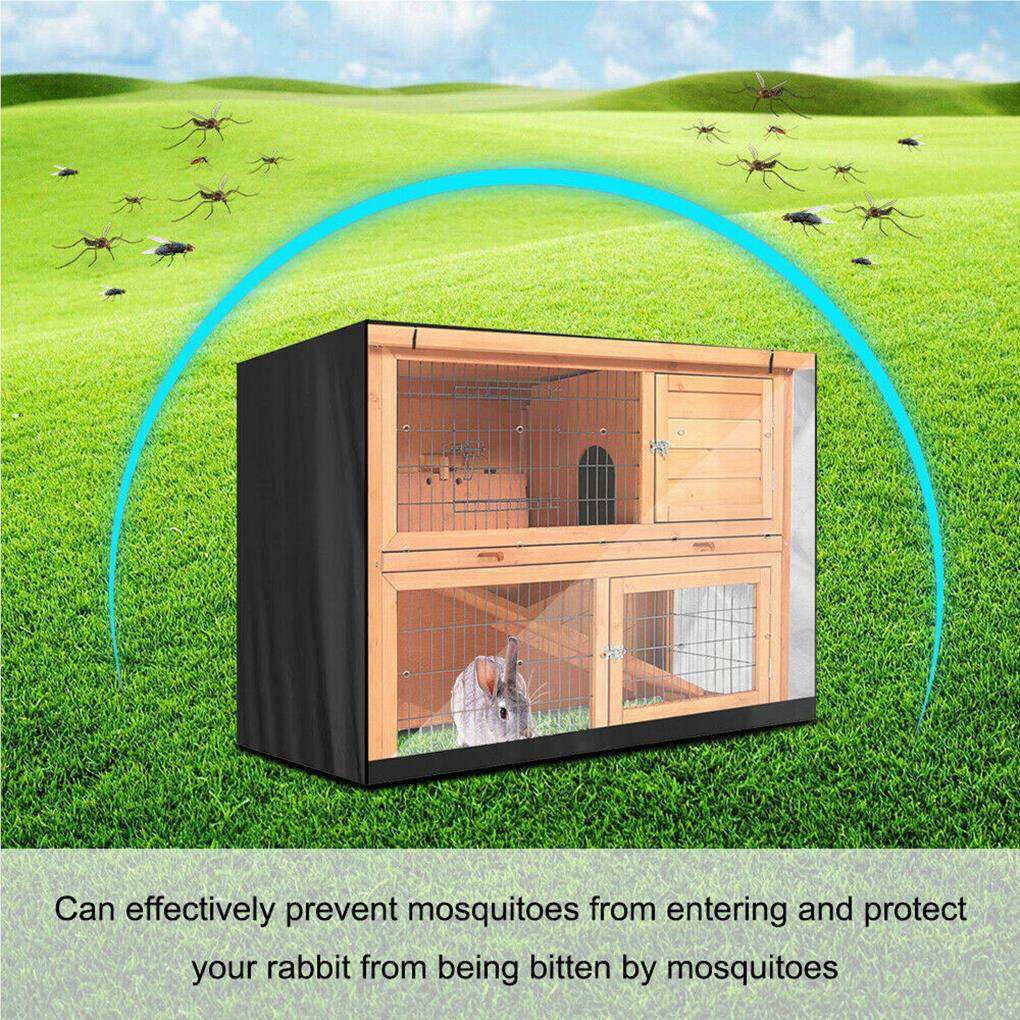 Langgg Rabbit Hutch Cover Double Decker Breathable Pet Bunny Cage Portable Dustcover Ventilation Protector Protective Sheath Outdoor Grey