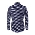 thumbnail image 3 of INSPIRE CHIC Men's Shirt Polka Dots Pattern Point Collar Long Sleeve Button Down Shirt 38 Navy Blue, 3 of 8