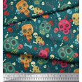 thumbnail image 3 of Soimoi Modal Satin Fabric Dot,Bone & Skull Print Fabric by The Yard 42 Inch Wide, 3 of 3