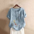 thumbnail image 2 of EQWLJWE Chemises pour Femmes Liquidation T-Shirts pour Femmes Femmes Manches Courtes Décontracté Col Rond Imprimé Ample Tunique à Boutons Chemise Blouse Hauts, 2 of 5