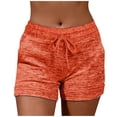 thumbnail image 2 of Swstbby Summer Savings Clearance 2025! Womens Summer Shorts Plus Size, Spring Summer Solid Color Pockets Yoga Drawstring Outwear Sports Shorts for Women Red S, 2 of 5