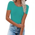 thumbnail image 2 of Timegard Tops for Women Summer Crew Neck Short Sleeve Solid Color Blouse Casual Tops Basic Tee Shirts, 2 of 6