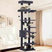 Royalbelle 74Inch Tall Dark Gray Cat Tree, Large Cat Tower with Scratching Posts