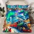 thumbnail image 2 of Erosebridal Ensembles de Draps Grand Merry Xmas Santa Claus, Literie Train Rétro, Décor Aurora, 4 Pcs, 2 of 6