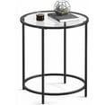 thumbnail image 1 of VASAGLE Table d'Appoint Ronde, Table d'Extrémité en Verre avec Cadre en Acier, Petite Table d'Accent pour Café, Noire et Transparente, 1 of 6