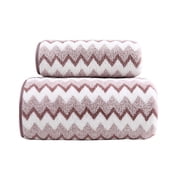 yulier 2 Pcs Bath Towel Set for Bathroom, Cotton Hand Towel and Bath Towel, Thick Soft Absorbent Quick Drying Face Towel and Bath Towel, Shower Towels, Purple
