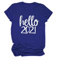 thumbnail image 1 of Hauts d'Été pour Femmes Grande Taille Hauts pour Femmes 2021 Col Rond Manches Courtes T-Shirt à Imprimé de Lettres Blouse Décontractée Basique T-Shirt à Col en V Femme en Liquidation, 1 of 2