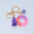 thumbnail image 2 of Hangs Pendant 2 Resin Glittering Letter Keychain with Color Stitching Flowing Design Purple Drop Glue English Character Key Chain, 2 of 5