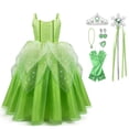 thumbnail image 1 of HAWEE Robe de Princesse Fée Clochette pour Fille Déguisement Costume Fleur Feuille Verte Lutins Fée Cosplay Vêtements, 1 of 6