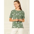 thumbnail image 3 of INSPIRE CHIC Haut Floral Élégant pour Femme à Manches Courtes Froncées, Coupe Régulière, 3 of 4