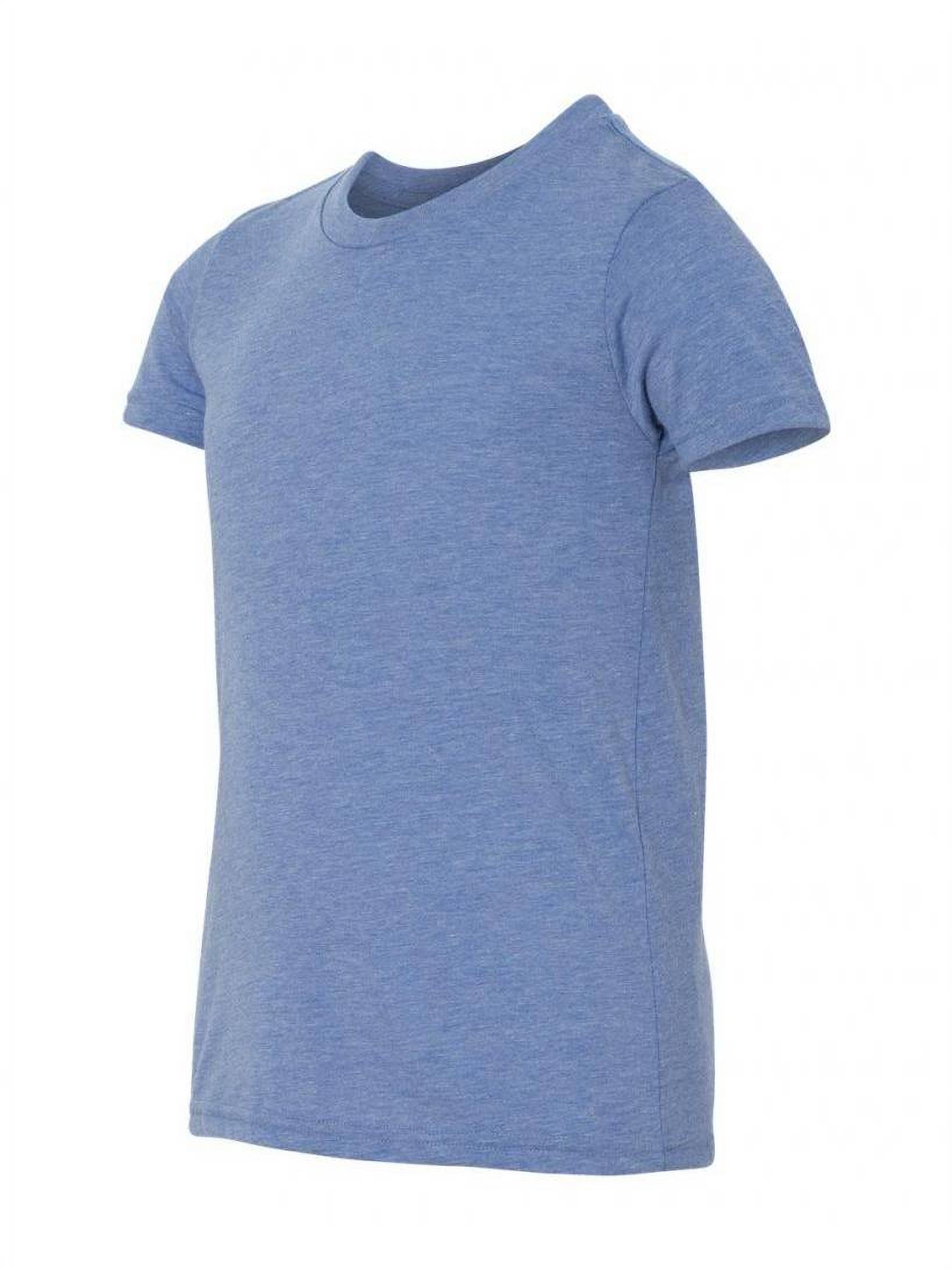 T-Shirt à Manches Courtes Col Rond pour Jeunes - Tri-Mélange Bleu - Grand